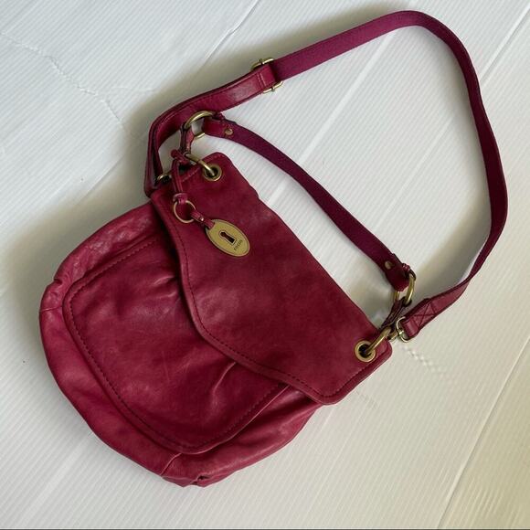 Fossil red leather front flap crossbody - Picture 6 of 16